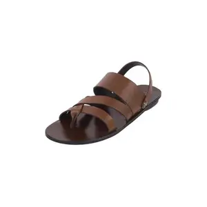 Mochi Men's Brown Faux Leather Stylish Ankle Strap Sandal UK/11 EU/45(18-625)