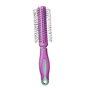 ZAUKY Professional Round Hair Brush with Plastic Handle, Soft Ball Tip Nylon Bristles Round Brush for Hair Styling