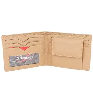 34ENERGY Unique Design Stylish Casual Trendy Mens Wallet with 3+3 Hidden Card Slot (Beige)