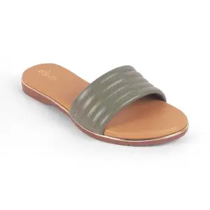 tresmode HARS Women's Flats Sandals Footwear Green, 5 UK / 38 EU - Round Open Toe Ladies Dress Soft Comfortable Durable