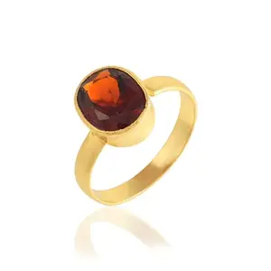 Memoir Brass Gold plated Reiki Fengshui Vastu Numerology Hessonite Gomed Rashi Ratna Astrology energised finger ring for Men Women (ORDM3712)