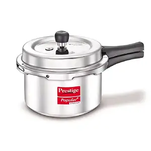 Prestige Popular Plus Svachh Virgin Aluminium Gas and Induction Compatible Outer Lid Pressure Cooker, 2 L (Tall)