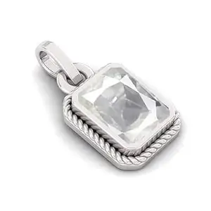 AKSHITA GEMS 14.25 Carat 15.25 Ratti White Sapphire Original Pendant by Lab Pukhraj Ratan for Ring Pendant of Men & Woman