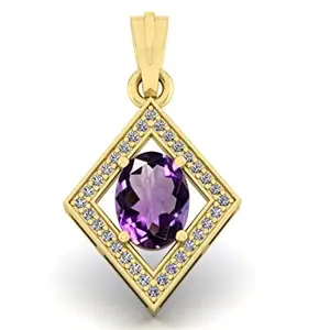4.00 Ratti/3.25 Carat Original Certified Natural Amethyst Gemstone Gold Plated Pendant/Locket for Women's and Men's (ANS-FS-09_Baz)