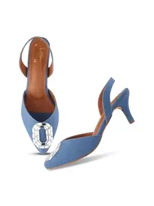 JM LOOKS Women’s Slim Heel Backstrap Sandals with Upper Stone Detailing Stylish and Comfortable Design