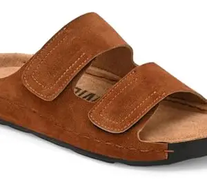 AFROJACK Men's Sandals – Original Leather Stylish & Trendy Lightweight Casual Slippers for Men, Comfortable Summer Footwear, Slip-On Sandals for Everyday Use (S771) (Tan)