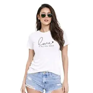 NAVRAAH Women Printed Love Cotton T-Shirt | Regular Fit | Round Neck | Half Sleeve | Soft Breathable Cotton Casual & Everyday Wear Top