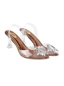 Shoetopia Stylish Western Embellished Copper Heels For Women & Girls /UK8-EU41