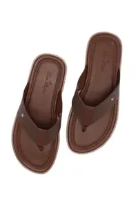 Louis Philippe Men Brown Solid Flip Flops