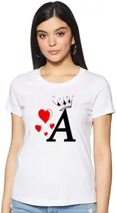 Printed, Typography Women Round Neck White T-Shirt RI_WPRNT#A010 -L