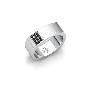 Gem O Sparkle Rowan Band, Pure Silver 925 Ring/Band With Natural Black Onyx, Brushed Finish Ring For Men/Boys (US 10 /IND 22)