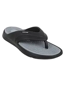 Carlton London Men's Flip Flops, Black-Grey, 8