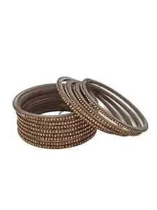 HOUSE OF BANGLEZ Women’s Stone Studded Bangle Set Set of 12 Traditional Bangles