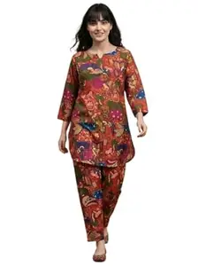 Mubeno Women's Floral Printed Rayon Kurta Pant Coord Set | Plus size 4xl,5xl Matching Set for women| Party/Office Wear Kurta Cord Set for Women | Casual Ethnic Wear (S to 6XL)