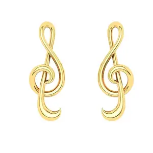 P.C. Chandra Jewellers 14Kt(585) Yellow Gold Cross Stitch Musical Note Stud Earring For Women & Girls - 0.95 Gram