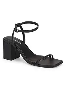 TRUFFLE COLLECTION Women's ST-1077 Black PU Fashion Sandals - UK 7