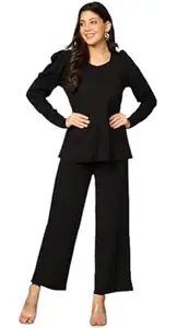 ALAKHI STUDIO Women's Stylish Co-Ord Set | Full Sleeves with Sweetheart Neck | Comfortable & Regular Fit Two Piece Outfit | Elagant Stretchable Casual & Office Wear