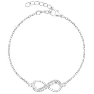 ZAVYA 925 Sterling Silver Cubic Zirconia infinity Rhodium Bracelet | Gift for Women and Girls | 1 Year Plating Warranty