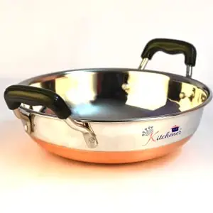 Kitchener Copper Base Stainless Steel KADAI Without LID price in India.