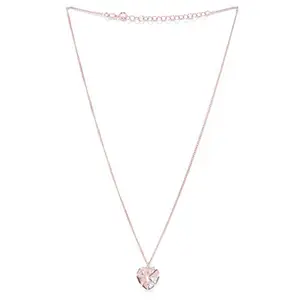 Carlton London Rose Gold-Plated CZ Studded Fancy Heart pendant with Chain