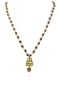 Handicraft Kottage Stylish Gold Plated Rudraksha Chain With Pendant for Women, Boys, Men & Girls (TM-0010)