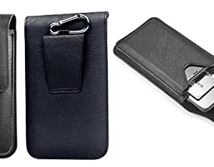 HARITECH HARITECH Leather Belt Clip Case with Double Mobile Pocket Cover for Honor Play 40 Plus/Honor X40 GT/Honor Play6C / Honor X6 / Honor X40i / Honor X40 - Black (2 Pocket for 6.5 & 5.5 inch Mobile)