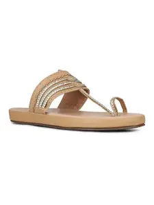 Inc.5 Womens Beige Casual Solid One Toe Slip-On Flat Sandals