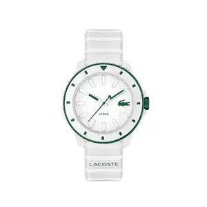 Lacoste Lacoste.12.12 Scuba Qtz Basic White Round Dial Men's Watch|White Silicone Material|Multi Color Band - 2011415