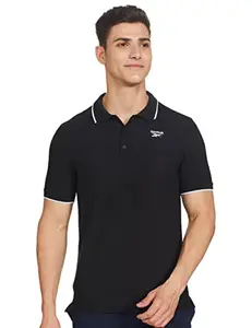 Reebok Men's Solid Regular Fit Polo Shirts (HJ7288_Black S)