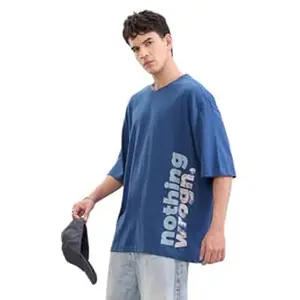 WROGN Men's Cotton T-Shirt | Typography Placement Print | Oversized Fit