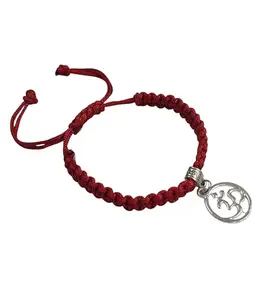 PRODUCTMINE® HANDMADE OM CHARM MACRAME BRACELET ADJUSTABLE WRISTBAND BRACELET FRIENDSHIP BAND FOR WOMEN AND MEN SKIN FRIENDLY - RED