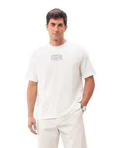 U.S. Polo Assn. Denim Co. Men's Oversized Fit T-Shirt (UDTSH3397_Ivory