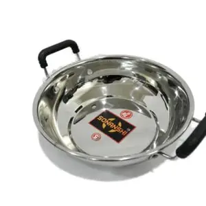 Sonanshi Stainless Steel Kadhai for Cooking/Frying (Induction Bottom) (9 Inch)