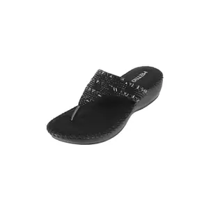 Metro Women Black Thong Comfort Slip-on Sandal UK/6 EU/39 (44-153)