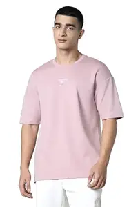 Reebok Men's Cotton Poly Casual Oversized T-Shirt - Soft Breathable Loose Fit Half Sleeve Tee | Round Neck Tshirt
