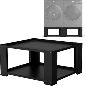 INDIDECOR 46430 Laundry Pedestal for Washer and Dryer - Fit 27 and 28 Inch Washer and Dryer Stand Heavy Duty Steel 700lbs Capacity Universal Washing Machine Raiser 15.7'' Height Black