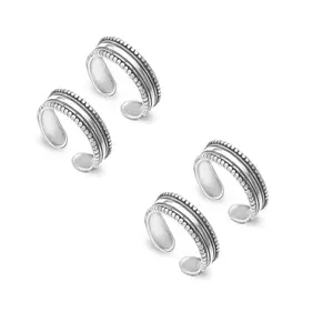 fashion accessories Toe Ring Sterling Silver Abstract Pattern Design Toe Ring Adjustable Jewelry for Women. Set of 2 Pairs Toerings.