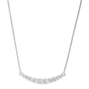 ZAVYA 925 Sterling Silver Designer Arc Cubic Zirconia CZ Rhodium Plated Necklace | Gift for Women & Girls | With Certificate of Authenticity and 925 Hallmark