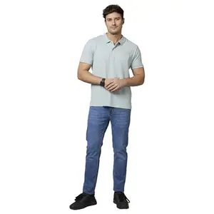 Celio Men's Solid Blue Short Sleeve Fashion Polo T-Shirt