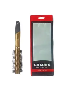 CHAOBA Professional Professional Round Hair Comb Bristle Round Hair Brush Blow Drying Hairbrush Small Brush Short Hair Massage Comb Head Massage Round Brush Roll Hairbrush for Wet or Dry Hair - Brown(CHB_53)