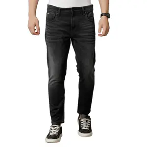 VOI Jeans Men's Black Track Cropped Skinny Fit Jeans