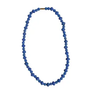 Handmade Blue Beaded Necklace – Minimalist Geometric Jewelry for Women & Girls