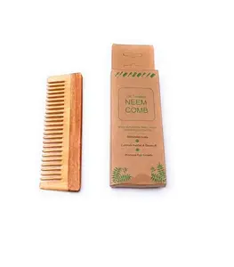 Authentic Neem Wood Shampoo Comb with Herbal Oil Treatment, Wide Tooth Design for Hair Care, 20 cm, Soaked In 13 Herbs, Sesame Oil - For Post Shampoo Detangling Suited For Long & Thick Hair (Wide Tooth- Small Size)