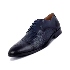 LOUIS STITCH Formal Shoes for Men | Genuine Leather, Stylish Lace-Up for Business, Office, Party & Wedding | Federal Blue | UK Size 9 (EUWEOXBU)