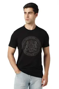Van Heusen Men's Slim Fit T-Shirt (VDKCESLFT35928_Black