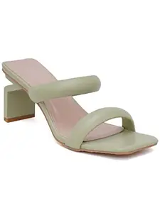 Shuz Touch Women Green Block Sandals | Size : 6