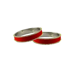 MAYA FASHION Red Stone Stud Metal Bangle Elegant Extra Large Size Bangle | Perfect Fit for Plus Size banglesTrendy and Comfortable Fit for woman and girls | (Sku-ban5613)