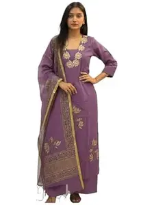 ANNI Designer Women’s Rayon Viscose Straight Printed Embroidered Kurta with Pant & Dupatta | Ethnic Kurta Set for Women | Daily, Office & Festive Traditional