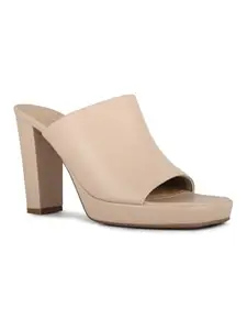 Inc.5 Women Beige Party Wear Solid Round Toe Platform Heel Sandals