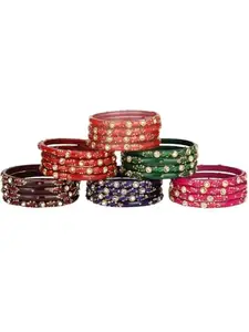 Somil Modern Glass Bangles/Kada- Perfect For Wedding, Party, Functions And Regularly, Combo Of 6 Set, Each Set In 4 Bangles, Multicolor- A6